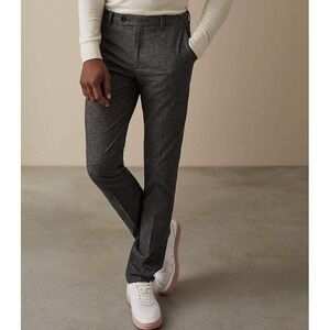 REISS Connor Slim Fit Wool-Blend Dress Pants Men's 30 Salt & Pepper Grey